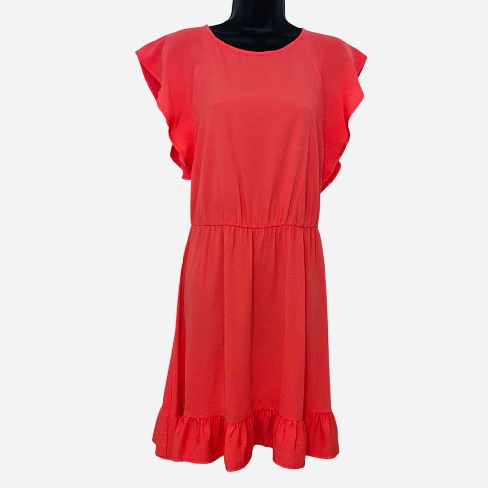 a new day Coral Ruffle Sleeve Mini Dress NWOT